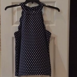 Monteau Navy and White Polka Dot Blouse